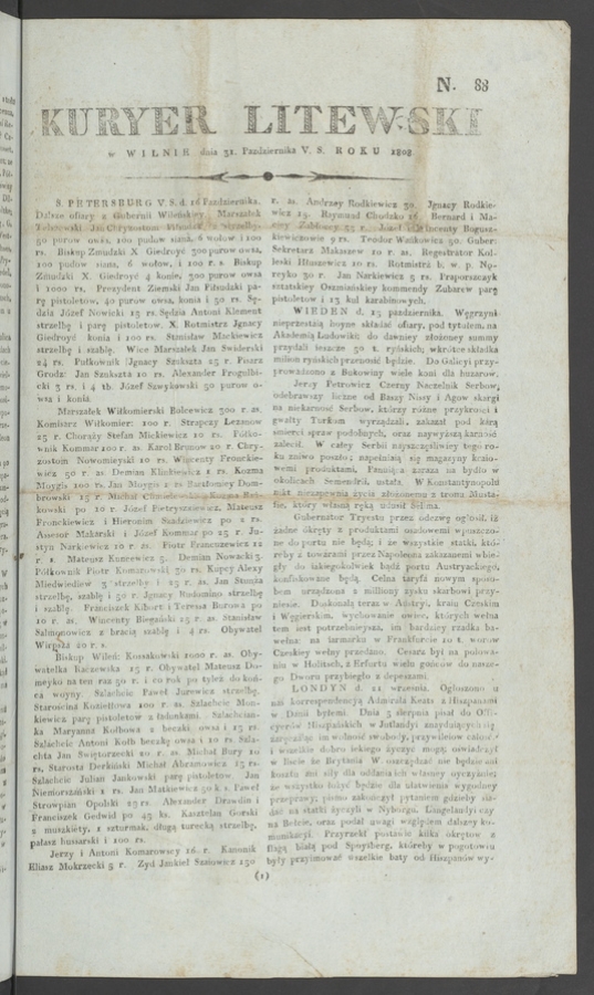 Kuryer Litewski. 1808, numero&nbsp;88