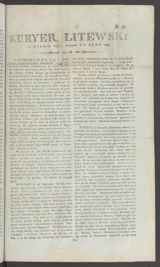 Kuryer Litewski. 1808, numero&nbsp;95