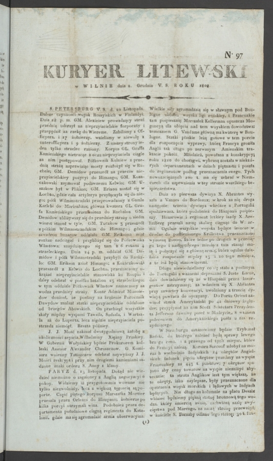 Kuryer Litewski. 1808, numero&nbsp;97