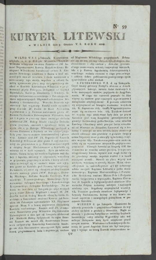Kuryer Litewski. 1808, numero&nbsp;99