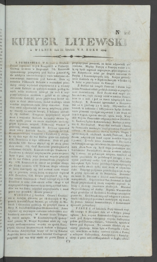 Kuryer Litewski. 1808, numero&nbsp;100