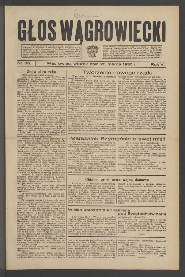 Głos Wągrowiecki. Rok&nbsp;5, 1930, numer&nbsp;35