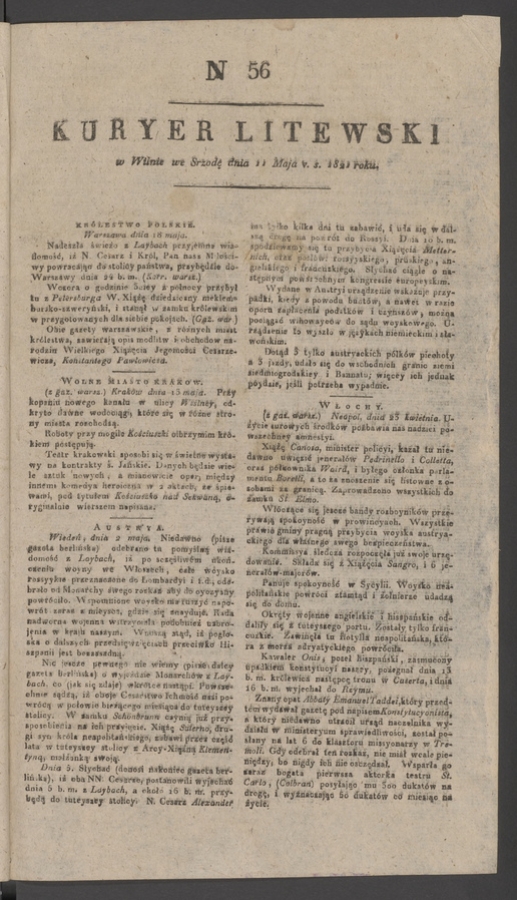 Kuryer Litewski. 1821, numer&nbsp;56