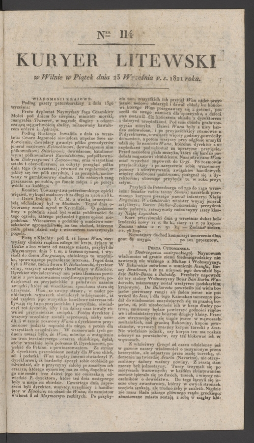 Kuryer Litewski. 1821, numer&nbsp;114