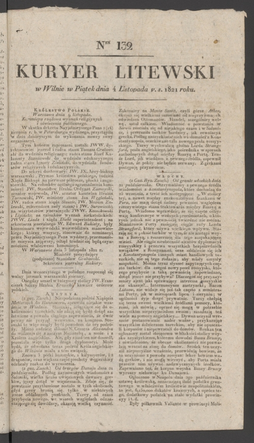 Kuryer Litewski. 1821, numer&nbsp;132