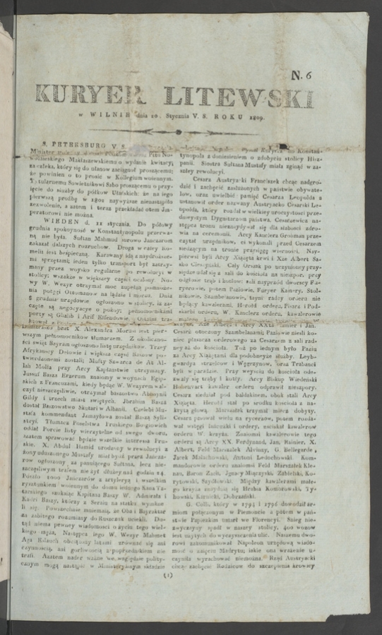 Kuryer Litewski. 1809, numero&nbsp;6