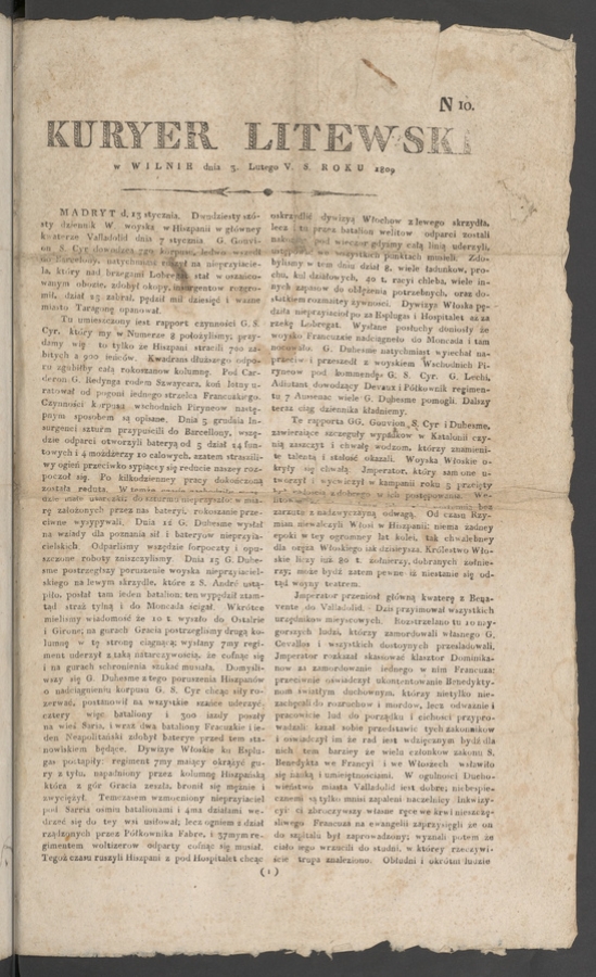 Kuryer Litewski. 1809, numero&nbsp;10