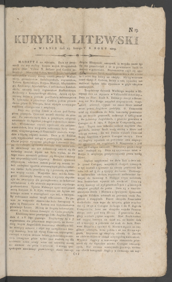 Kuryer Litewski. 1809, numero&nbsp;13