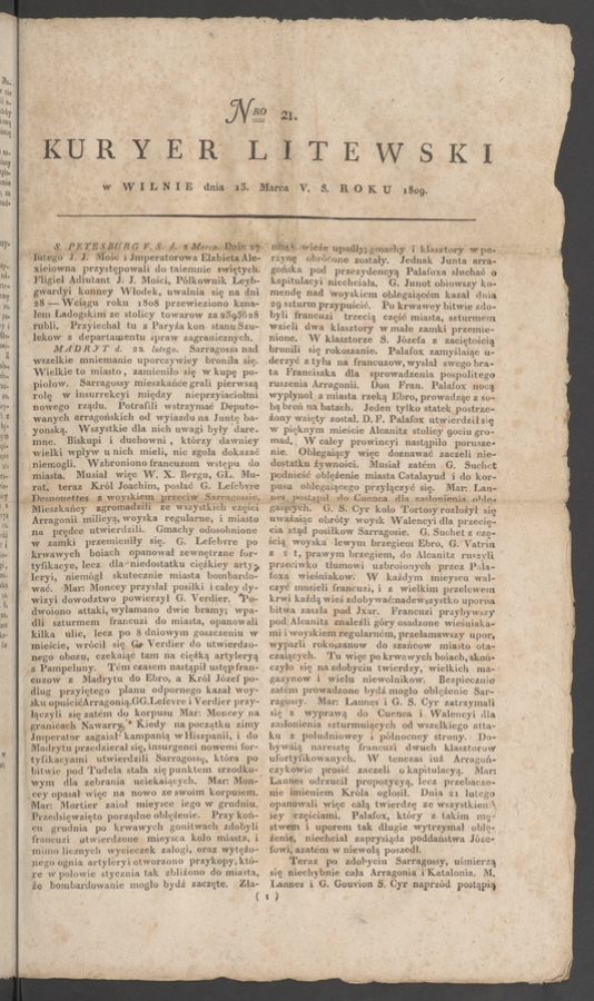 Kuryer Litewski. 1809, numero&nbsp;21