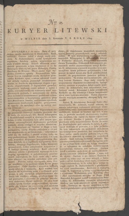 Kuryer Litewski. 1809, numero&nbsp;27