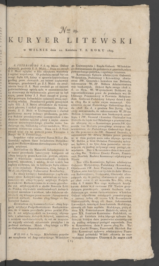 Kuryer Litewski. 1809, numero&nbsp;29
