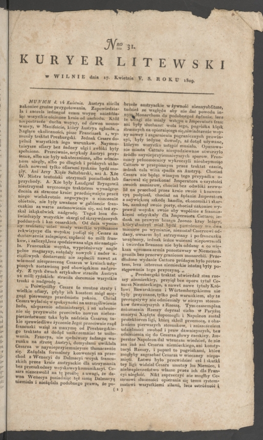 Kuryer Litewski. 1809, numero&nbsp;31