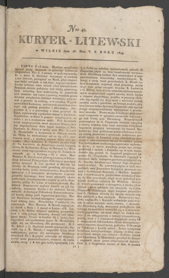 Kuryer Litewski. 1809, numero&nbsp;42