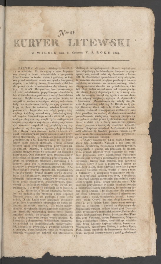 Kuryer Litewski. 1809, numero&nbsp;45