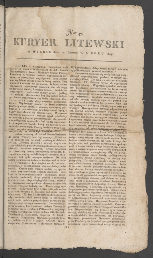 Kuryer Litewski. 1809, numero&nbsp;47