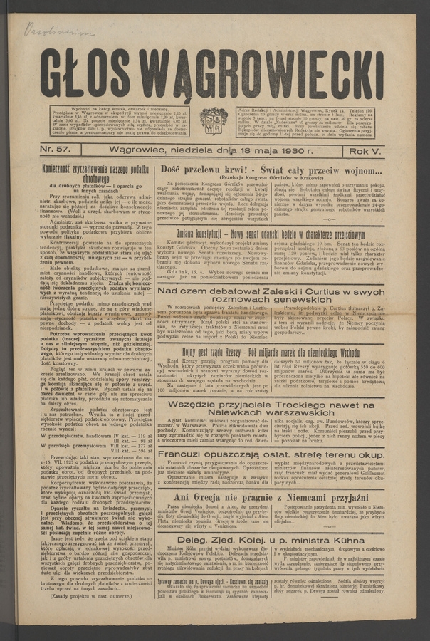 Głos Wągrowiecki. Rok&nbsp;5, 1930, numer&nbsp;57