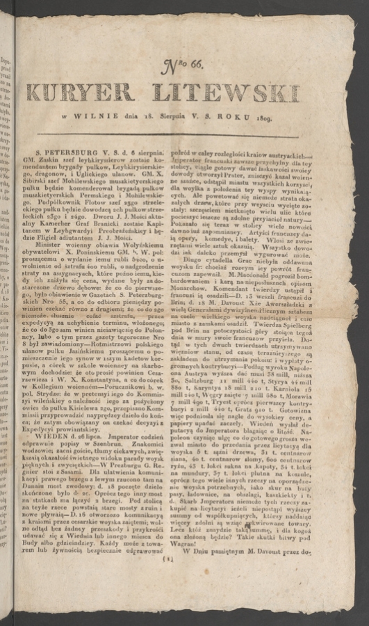 Kuryer Litewski. 1809, numero&nbsp;66