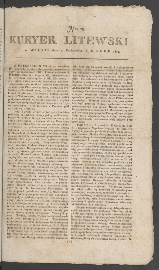 Kuryer Litewski. 1809, numero&nbsp;79