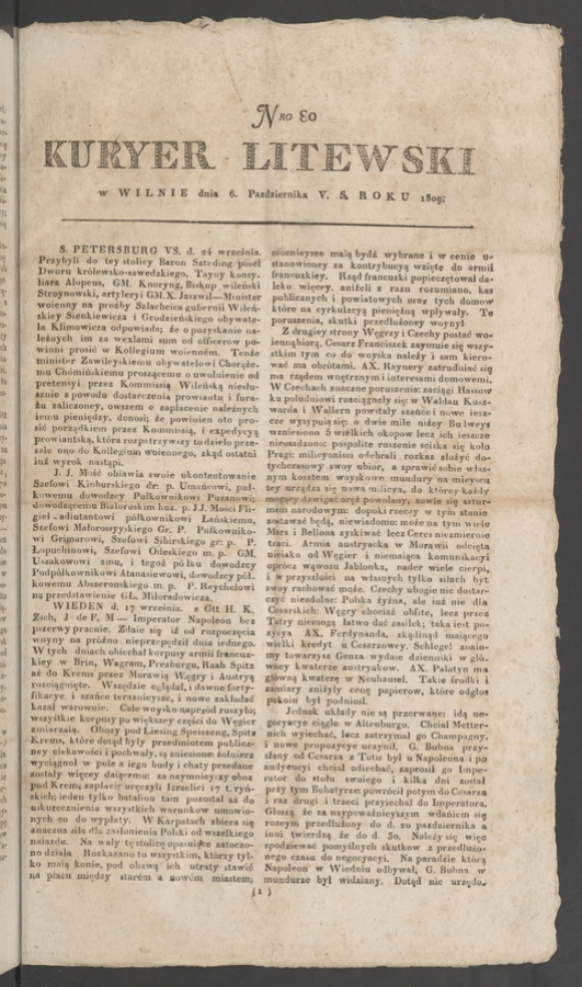 Kuryer Litewski. 1809, numero&nbsp;80
