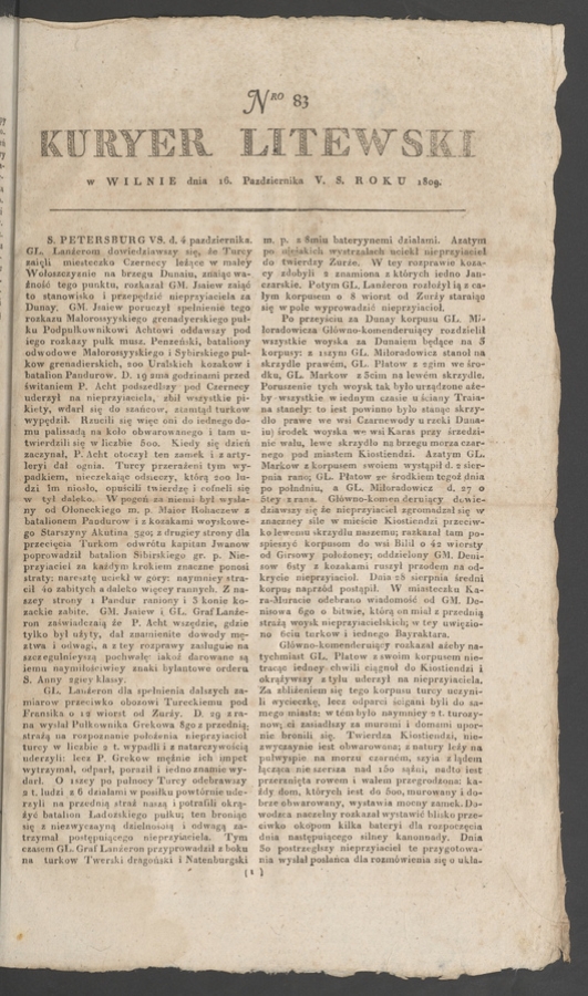Kuryer Litewski. 1809, numero&nbsp;83