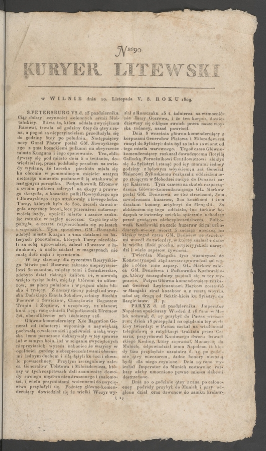 Kuryer Litewski. 1809, numero&nbsp;90