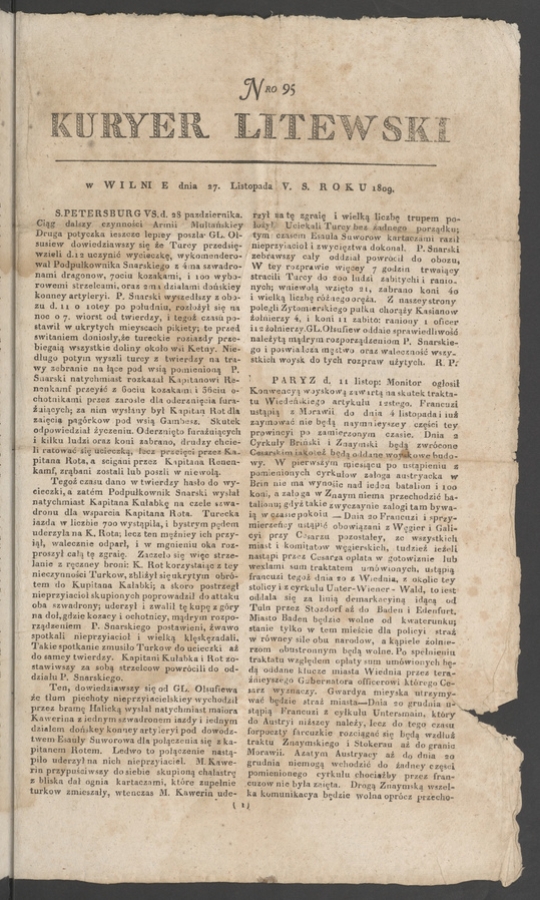 Kuryer Litewski. 1809, numero&nbsp;95