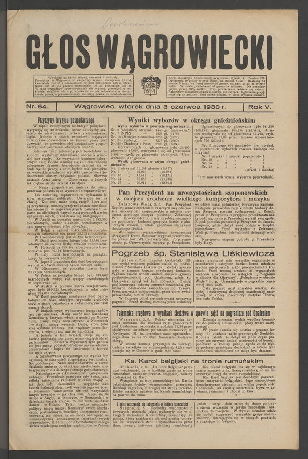 Głos Wągrowiecki. Rok&nbsp;5, 1930, numer&nbsp;64