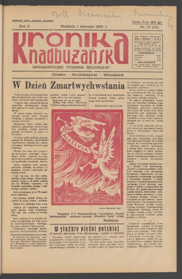Kronika Nadbużańska&nbsp;: demokratyczny tygodnik regjonalny. Rok&nbsp;2, 1934, numer&nbsp;13