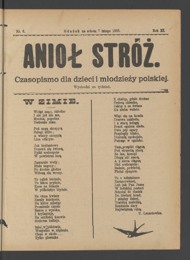 Anioł Str&oacute;ż&nbsp;: czasopismo dla&nbsp;dzieci i&nbsp;młodzieży polskiej. Rok 11, 1903, numer&nbsp;6