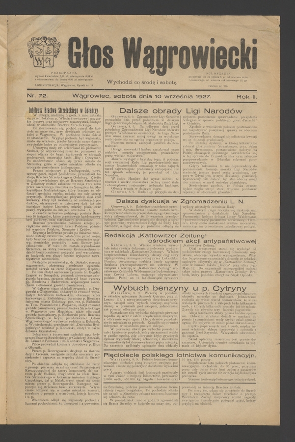Głos Wągrowiecki. Rok 2, 1927, numer 72