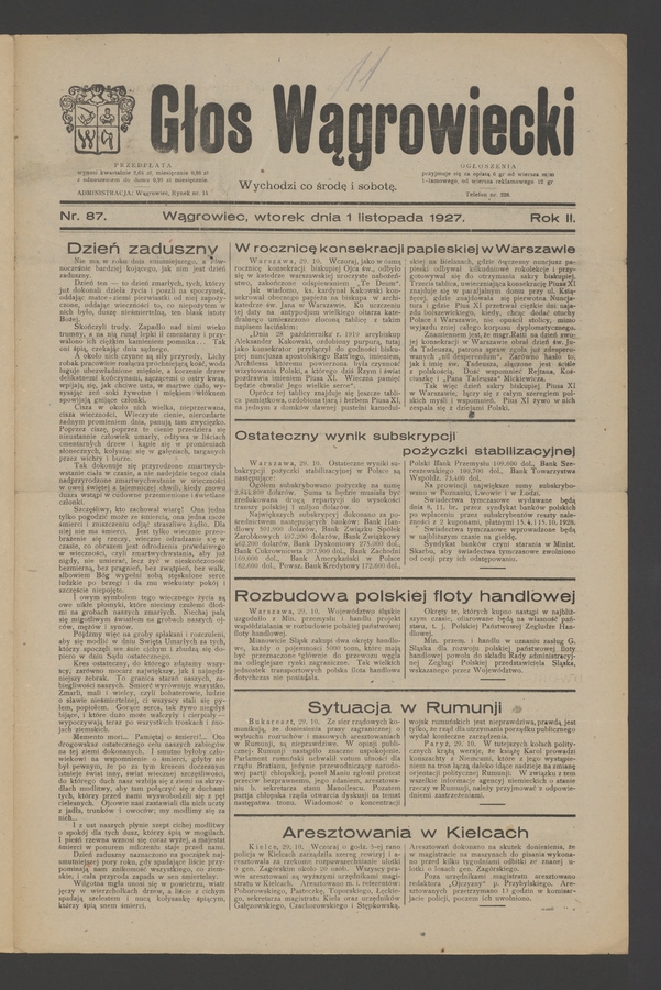 Głos Wągrowiecki. Rok 2, 1927, numer 87