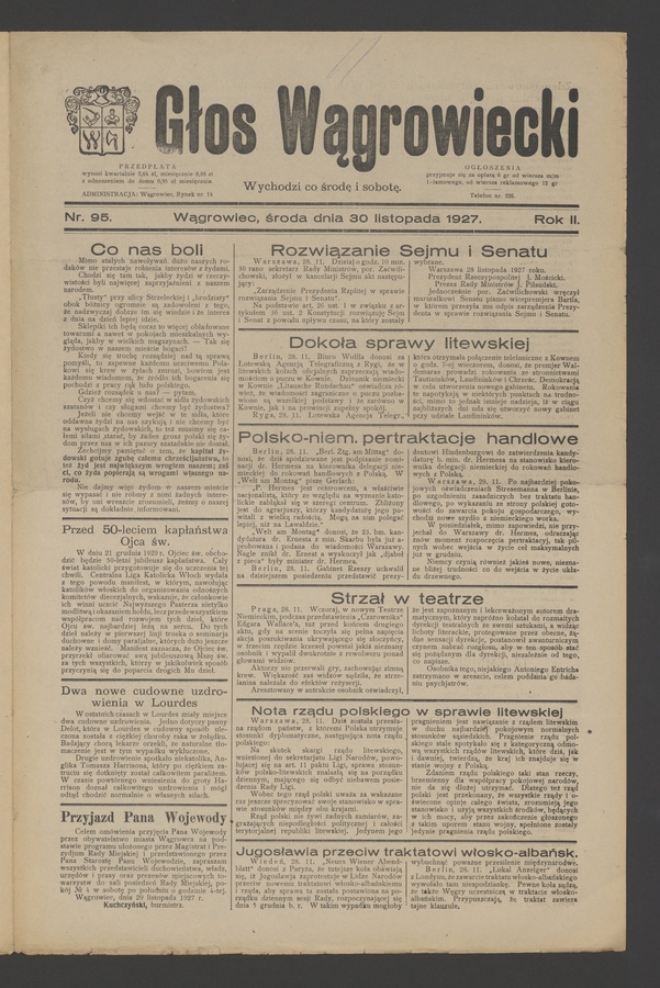 Głos Wągrowiecki. Rok 2, 1927, numer 95