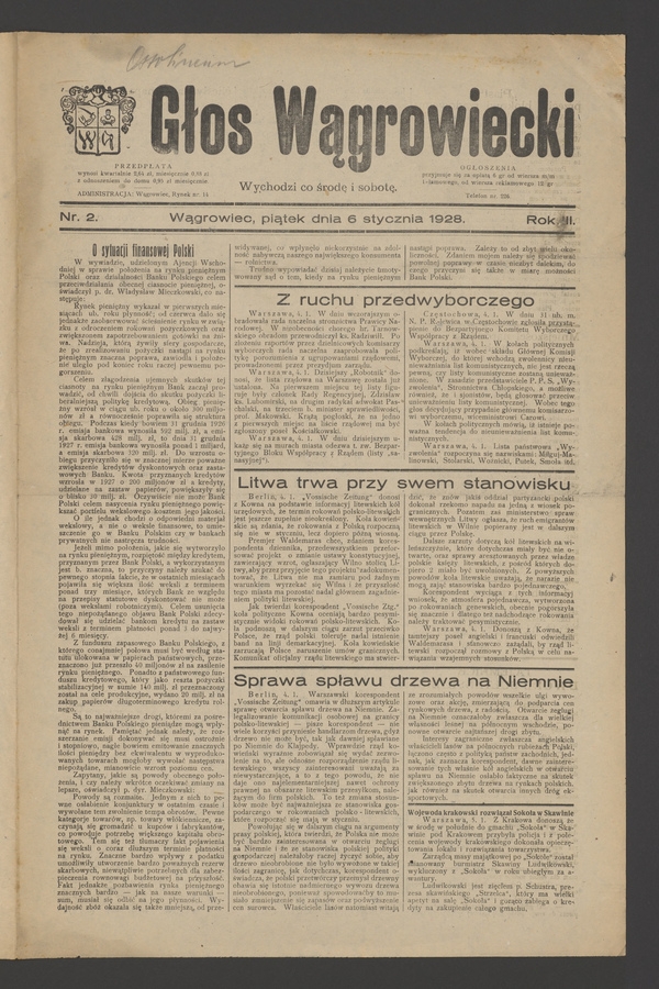 Głos Wągrowiecki. Rok&nbsp;3, 1928, numer&nbsp;2