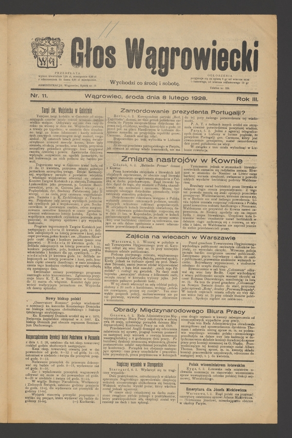 Głos Wągrowiecki. Rok&nbsp;3, 1928, numer&nbsp;11