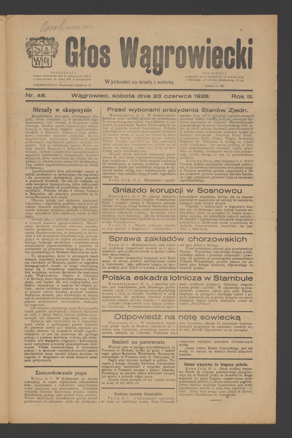 Głos Wągrowiecki. Rok&nbsp;3, 1928, numer&nbsp;48