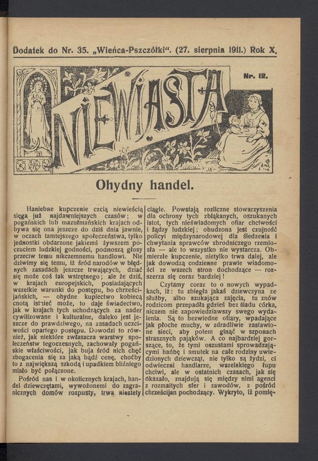 Niewiasta : dodatek do numeru&nbsp;35&nbsp;&bdquo;Wieńca-Pszcz&oacute;łki&rdquo;. Rok&nbsp;11, 1911, numer&nbsp;12