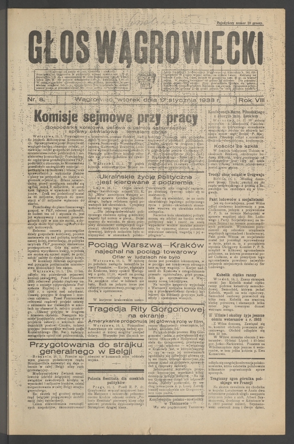 Głos Wągrowiecki. Rok&nbsp;8, 1933, numer&nbsp;8