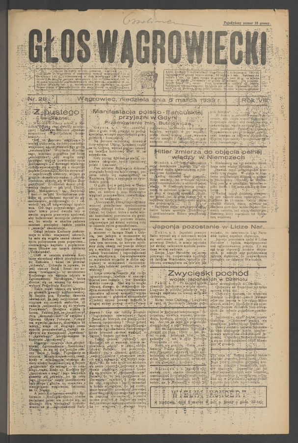 Głos Wągrowiecki. Rok&nbsp;8, 1933, numer&nbsp;28