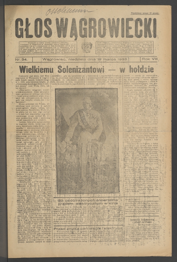 Głos Wągrowiecki. Rok&nbsp;8, 1933, numer&nbsp;34