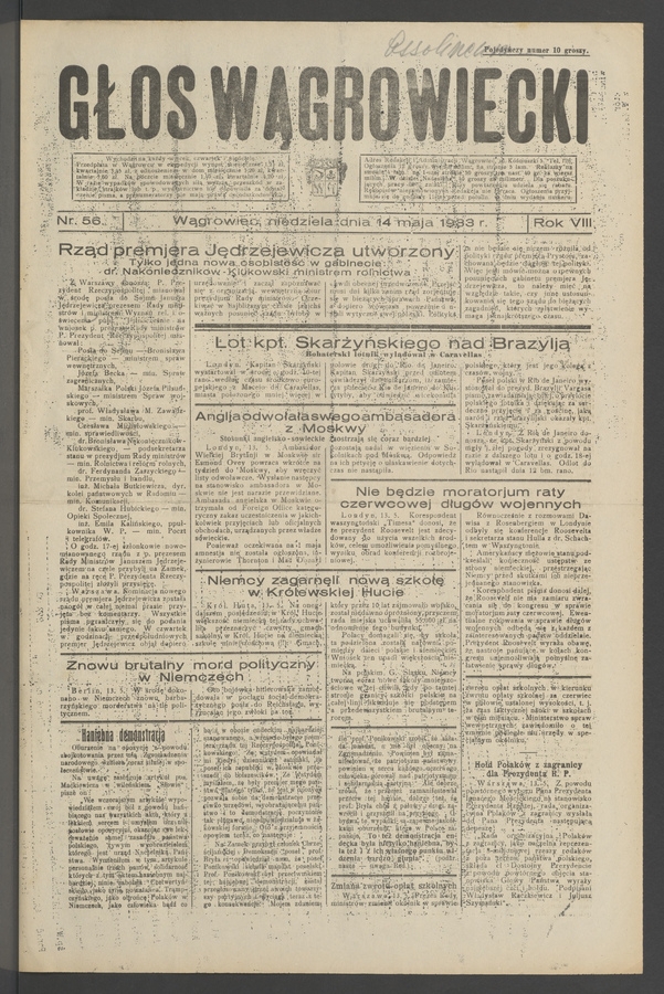 Głos Wągrowiecki. Rok&nbsp;8, 1933, numer&nbsp;56