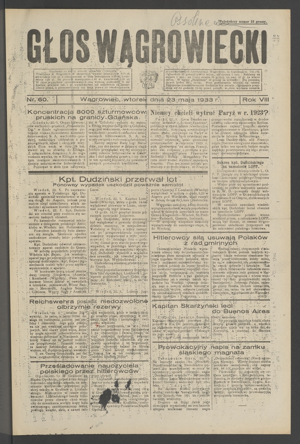 Głos Wągrowiecki. Rok&nbsp;8, 1933, numer&nbsp;60