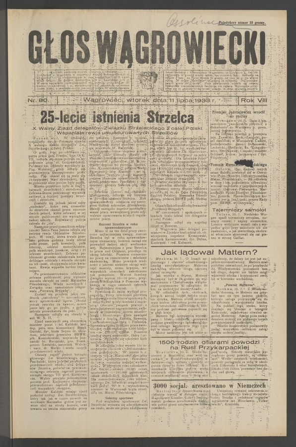Głos Wągrowiecki. Rok&nbsp;8, 1933, numer&nbsp;80