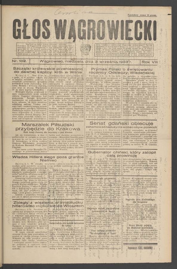 Głos Wągrowiecki. Rok&nbsp;8, 1933, numer&nbsp;102