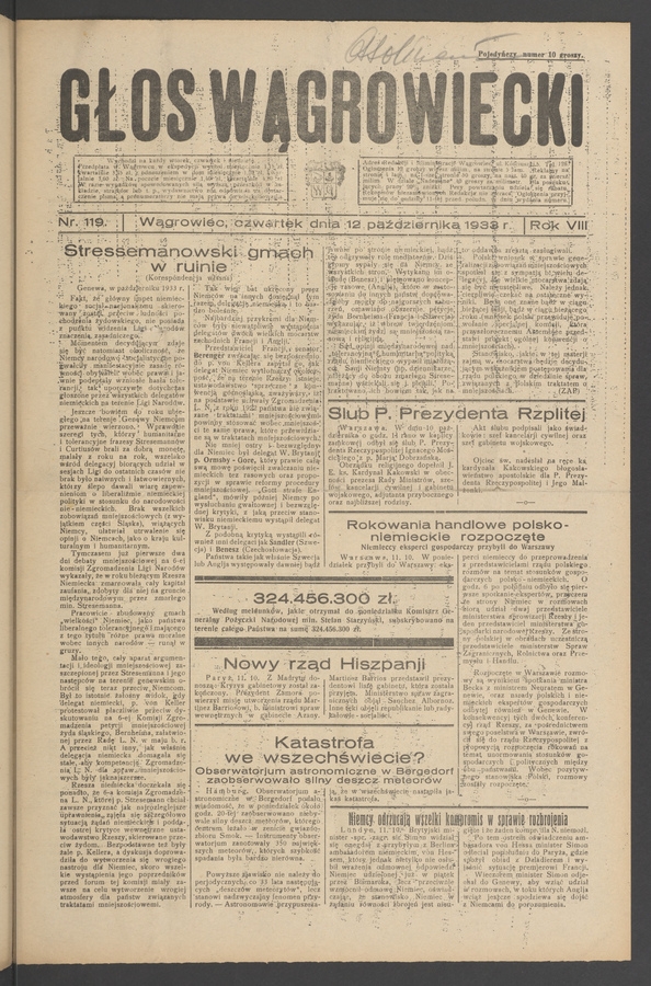Głos Wągrowiecki. Rok&nbsp;8, 1933, numer&nbsp;119