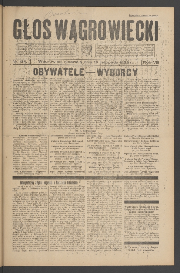 Głos Wągrowiecki. Rok 8, 1933, numer 134