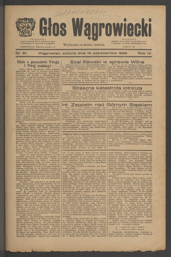 Głos Wągrowiecki. Rok&nbsp;4, 1929, numer&nbsp;81