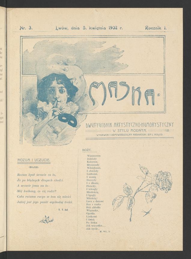 Maska&nbsp;: dwutygodnik artystyczno-humorystyczny w&nbsp;stylu modnym. Rocznik&nbsp;1, 1902, numer&nbsp;3